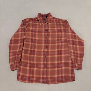 Gap Shirt Mens Small Plaid Button Down Orange Rayon Lightweight Vintage 90s
